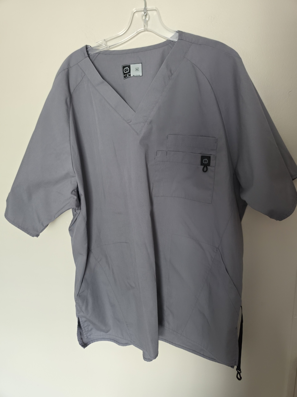 Wonderwink Men's XL Gray Solid Medical V-Neck Scrub Top with Chest Pocket